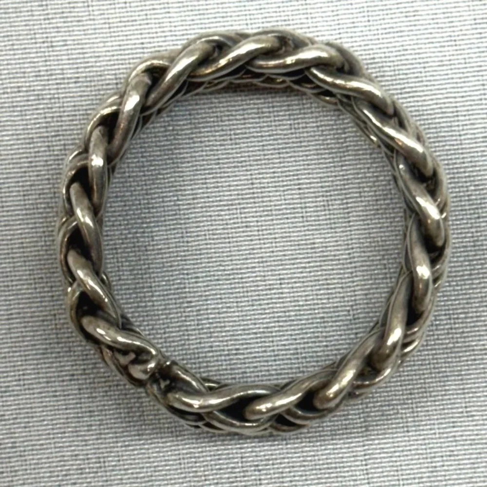 Unbranded Woven Mesh Ring Unisex Size 8.5 Silver Excellent Braided Chain Band